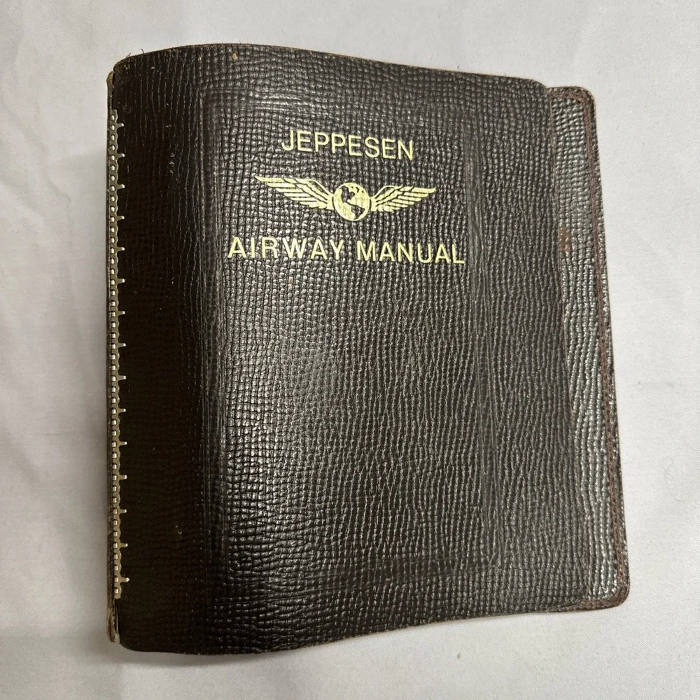 Vintage Jeppesen Airway Manual Brown Cowhide Leather 2